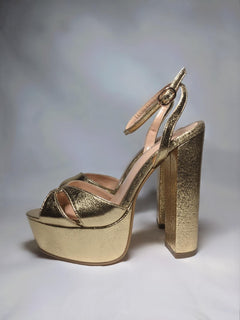 Gold metallic platform shoes